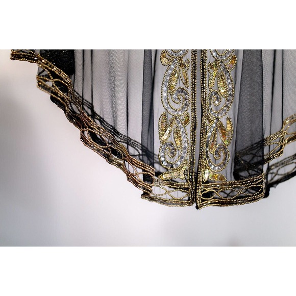 Jywal NWT Embellished 1920s Gatsby Vintage Inspired Beaded Shawl Capelet Gold OS - Picture 6 of 11